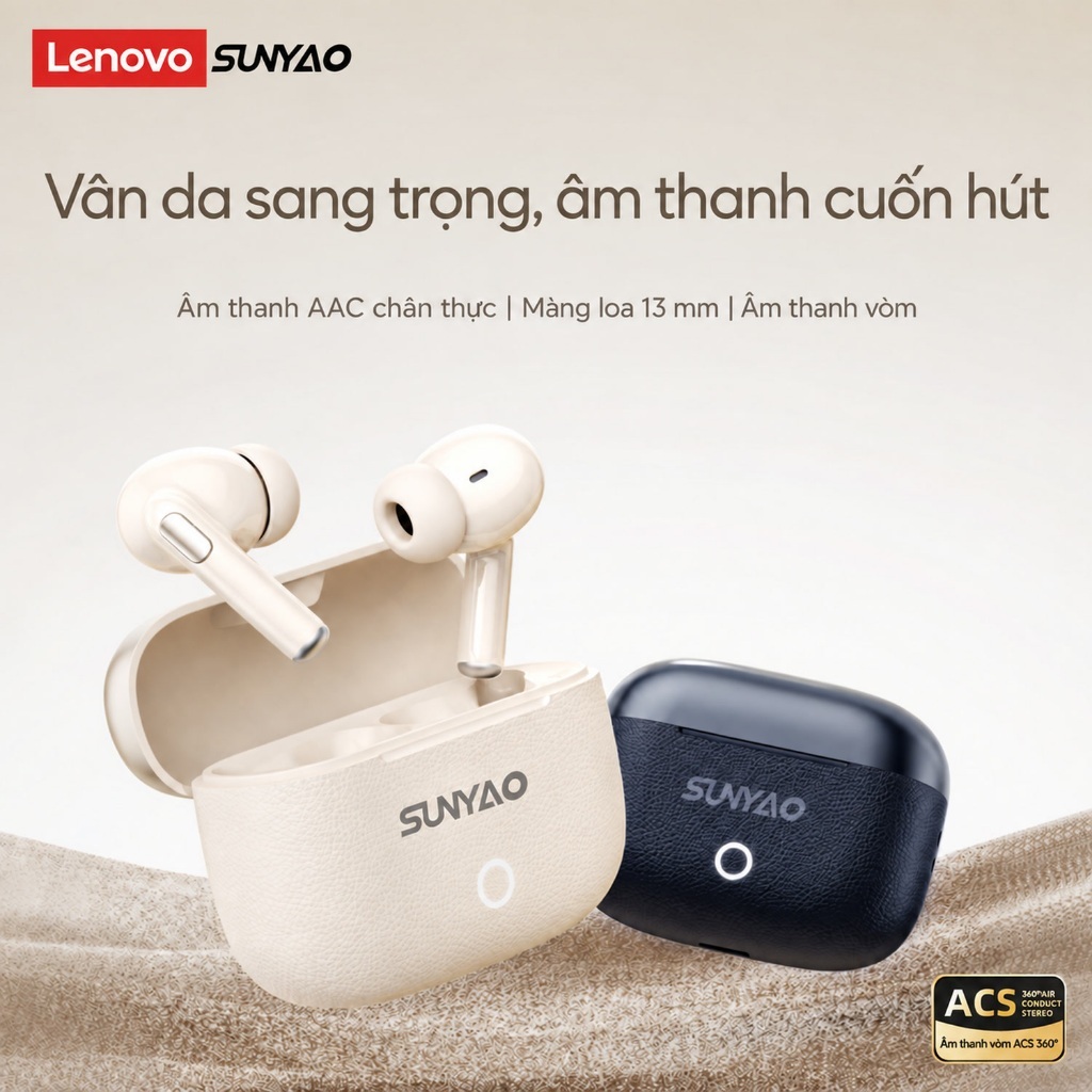 Tai nghe không dây Lenovo Sunyao LE221 Tai nghe nhét tai Tai nghe nhét tai có ENC khử tiếng ồn Vỏ kết cấu da pin 24H cho nhạc hoặc cuộc gọi Bluetooth 6.0 | BigBuy360 - bigbuy360.vn