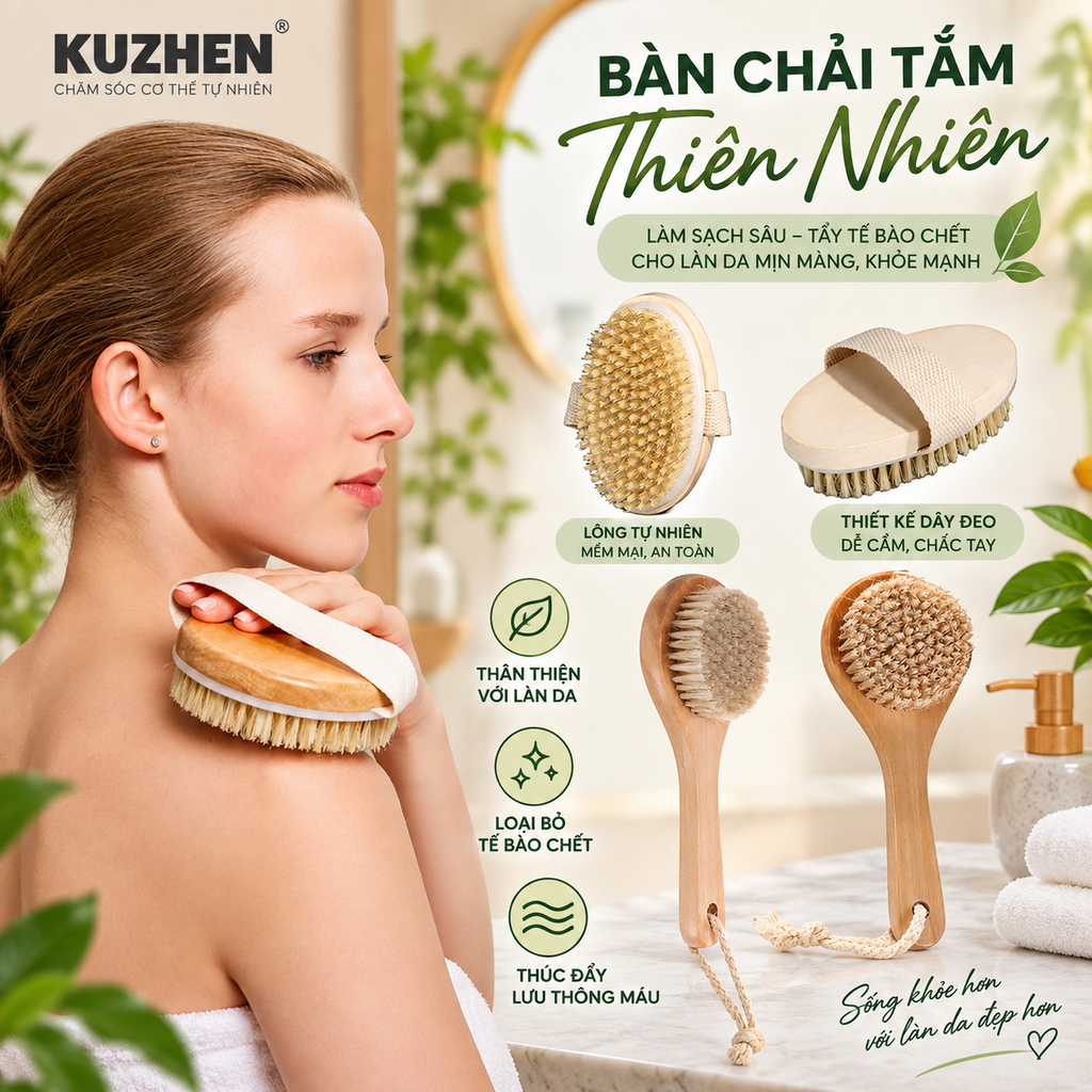 KUZHEN 1 Cái Tẩy Tế Bào Chết Bằng Gỗ Massage Toàn Thân Bàn Chải Tắm Lông Tự Nhiên Bàn Chải Mềm Mại Phòng Tắm Nữ Người Đàn Ông Chăm Sóc Da Bàn Chải HOT