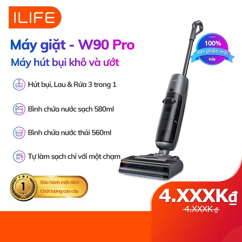【Ra mắt sản phẩm mới】Máy hút bụi khô và ướt không dây ILIFE W90 PRO máy lau nhà điện, bảo hành 12 tháng