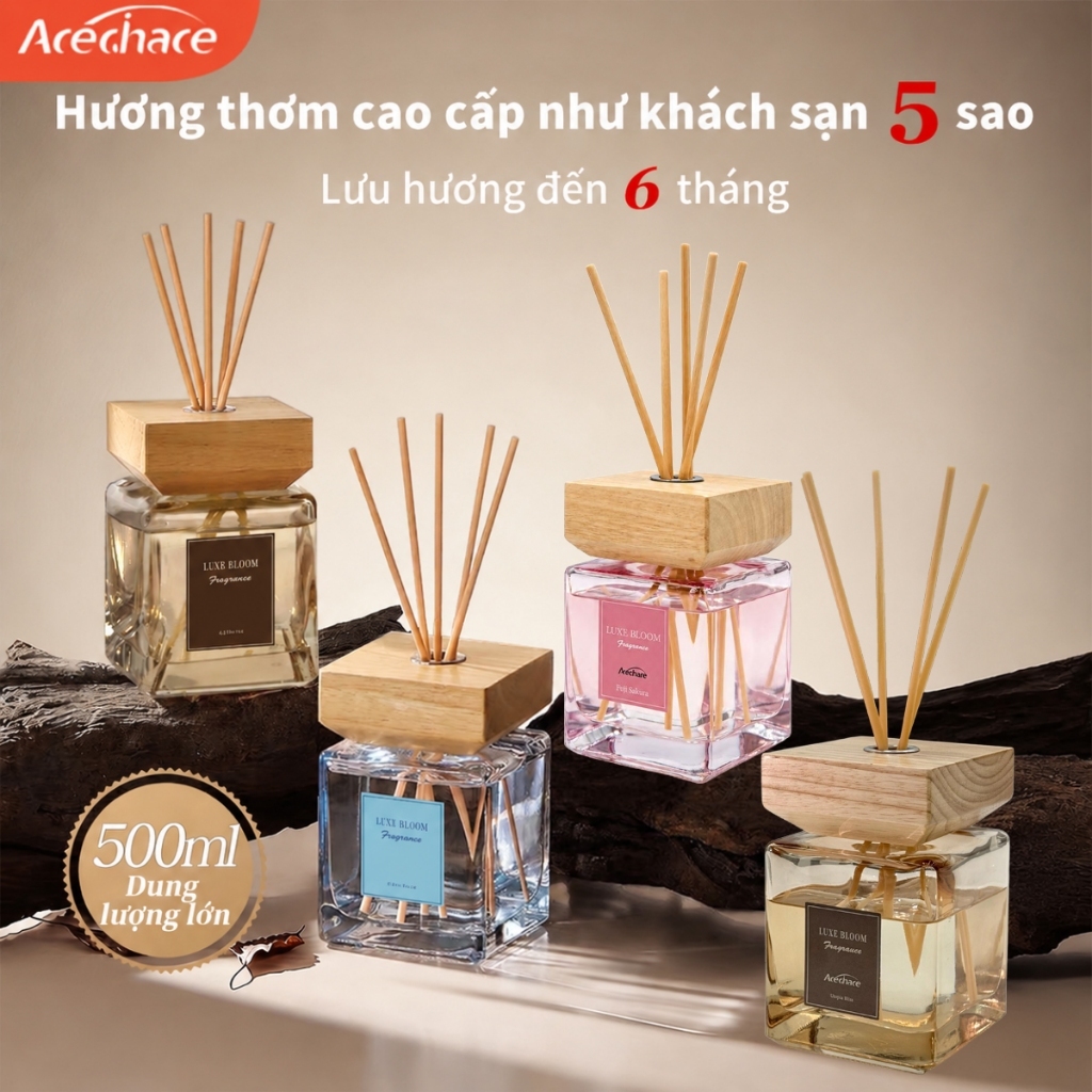 [500ml] Máy khuếch tán tinh dầu thơm phòng tại nhà Máy khuếch tán hương thơm phòng ngủ Máy khuếch tán hương thơm sang trọng Hương tinh dầu nước hoa , phòng tắm, tinh dầu lâu Que Gỗ Tự Khử Mùi reed diffuser