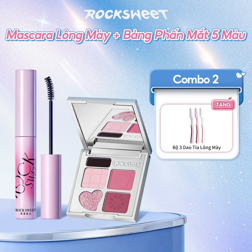 Combo 2 ROCKSWEET Mascara Lông Mày 1.0 3.5g + Bảng Phấn Mắt Và Lông Mày 5 Màu 5g