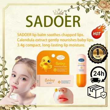 Son dưỡng môi dưỡng ẩm cho bé SADOER 3.4g, Chiết xuất Calendula, nhẹ nhàng cho môi bé, dưỡng ẩm sâu, làm giảm môi nứt nẻ khô, dưỡng môi trẻ em cầm tay để chăm sóc hàng ngày