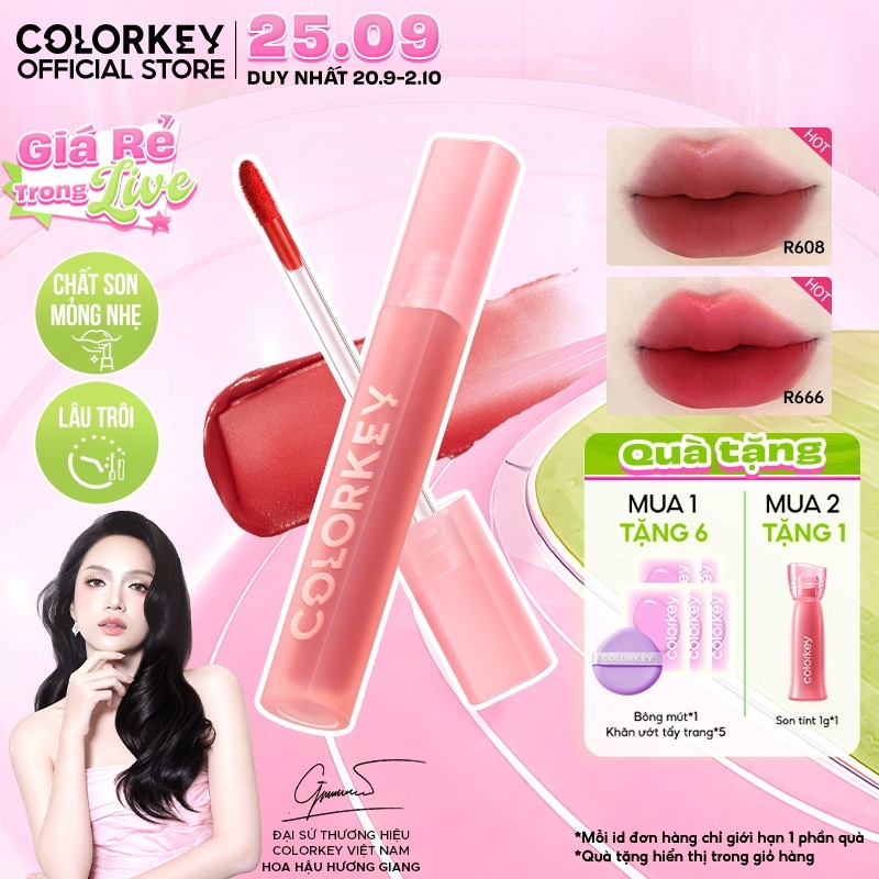 Son Kem Nhung Lì COLORKEY Velvet, Bền Màu Dễ Tán, Nhẹ Môi 2.5g