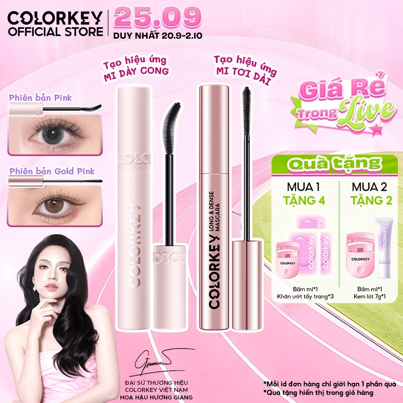 Mascara COLORKEY Chuốt Mi Dài Tơi Tự Nhiên, Cong Mi, Kháng Nước Lâu Trôi 24H