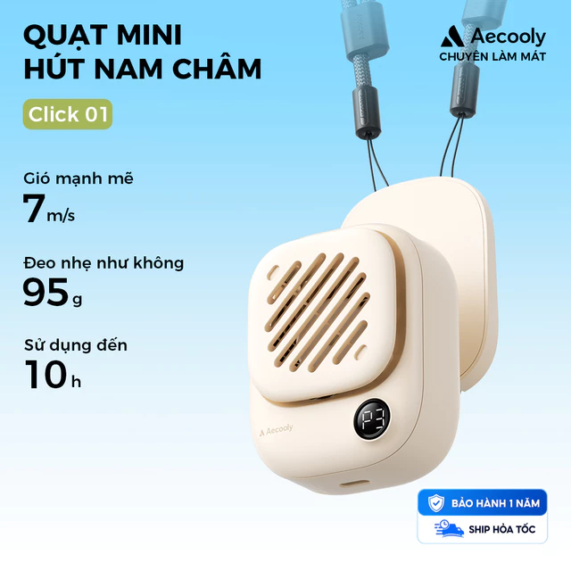Quạt cổ cầm tay Mini Aecooly Click 01 Quạt Mini Từ Tính Quạt rảnh tay mạnh mẽ, Từ tính Fit Click 01 USB có thể sạc lại [Thời gian làm mát tối đa 10H], Chạy bằng pin cá nhân Kẹp Áo kẹp áo mini từ tính 