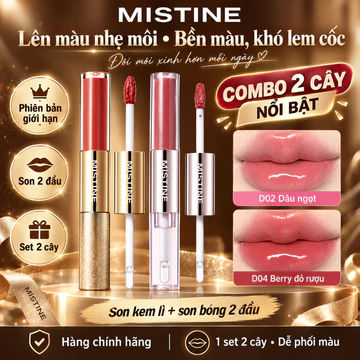 Mistine Son 2 Đầu Son Mistine Son Môi Son Tint Lâu Trôi Bền Màu Hạn Chế Dính Ly Combo 2 Cây Trang Điểm Môi