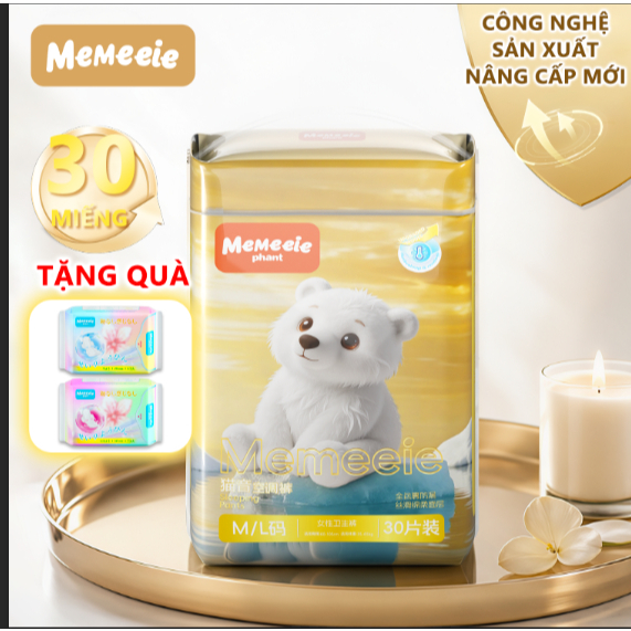 Băng vệ sinh dạng quần Memeeie 30 miếng phiên bản nâng cấp | Thấm hút mạnh chống tràn, bề mặt mát lạnh thoáng khí, ngủ đêm an tâm
