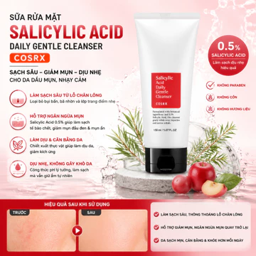 [Đại hạ giá xả kho] Sữa Rửa Mặt Cosrx Cho Da Mụn Salicylic Acid Daily Gentle Cleanser 150ml