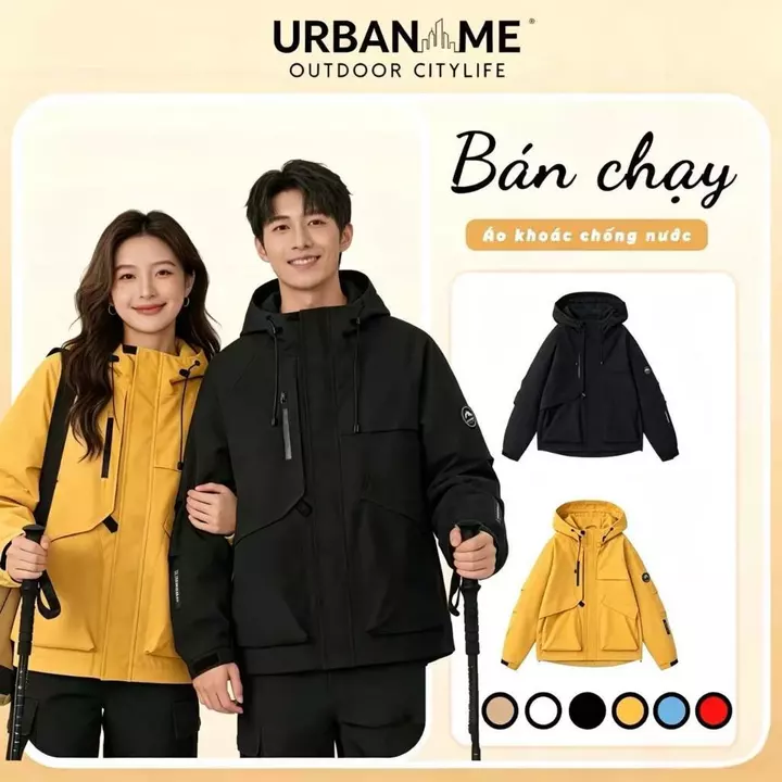 URBANME | Áo khoác chống nước phong cách Hàn Quốc Nhật Bản (Phong cách cặp đôi)| Phong cách hợp thời trang | Chống gió Chống mưa Giữ ấm thích ứng với người đi lại Hu Zhiming & Xiangangang Ngoài trời