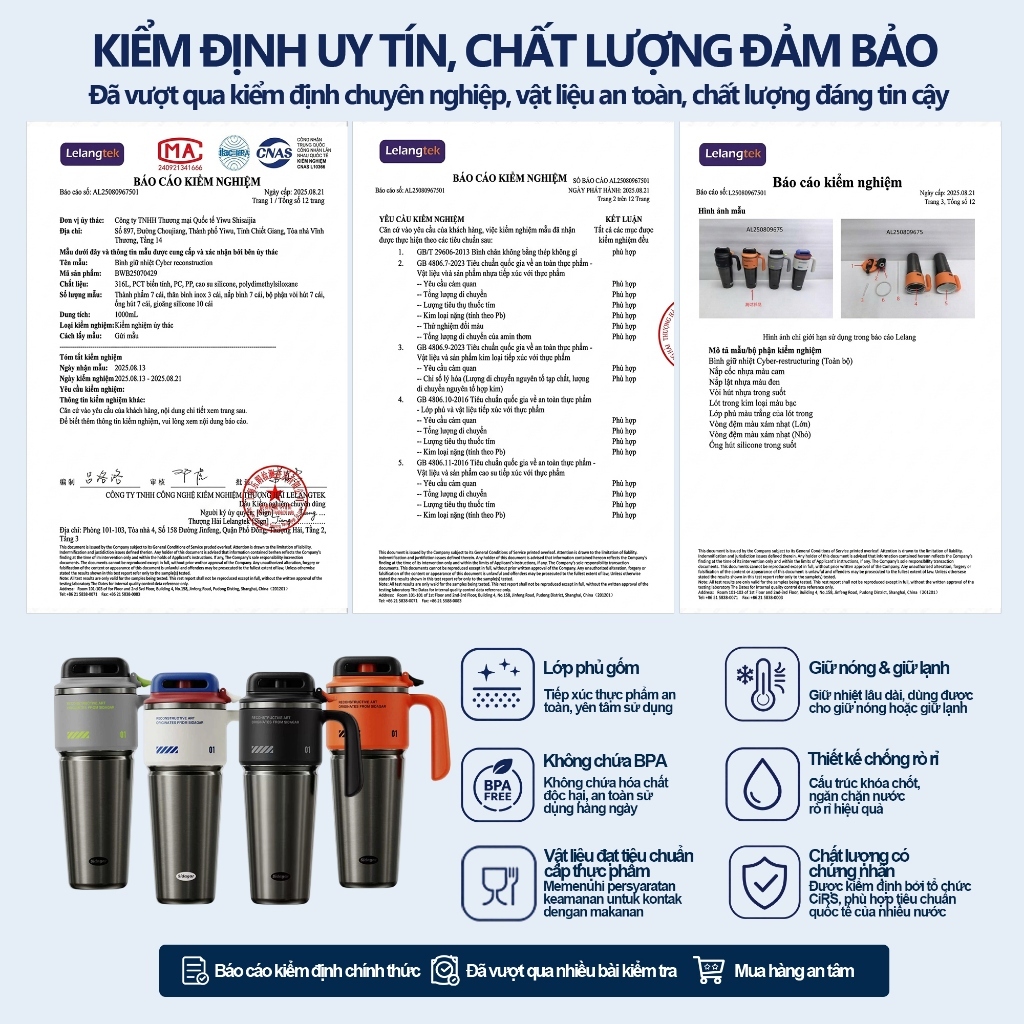 Sidagar Bình giữ nhiệt | Mở nắp một chạm | Dung tích lớn | Phủ gốm sứ | Giữ nóng lạnh | BigBuy360 - bigbuy360.vn