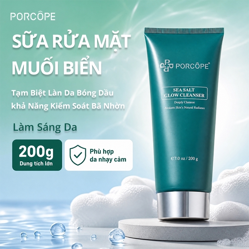 【PORCOPE】Sữa rửa mặt trắng da sạch sâu giảm mụn kiểm soát dầu dịu nhẹ cleanser 200g