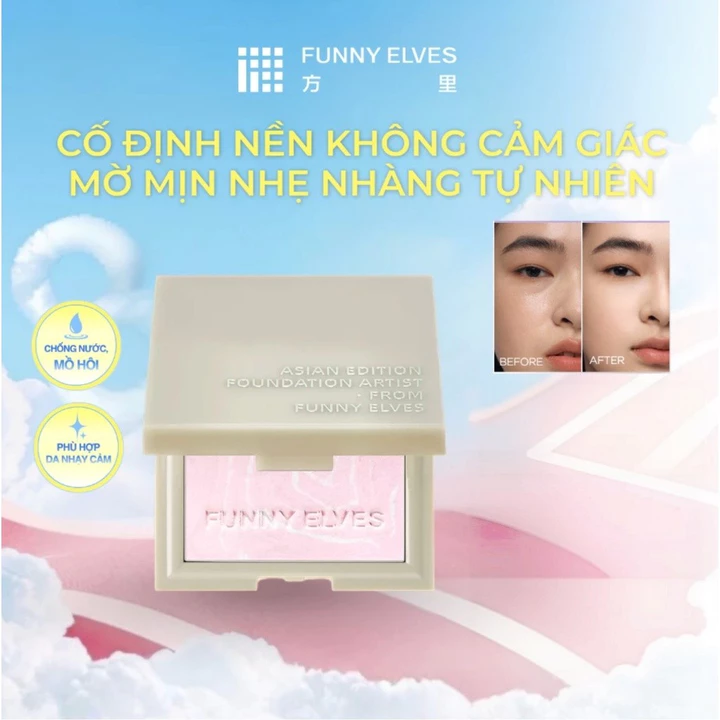 Funny Elves Phấn phủ Phi Sương 10g - Phấn phủ dạng bột mỏng nhẹ kiềm dầu, làm mờ lỗ chân lông và mịn da, lớp nền mướt mịn không lo mốc nền
