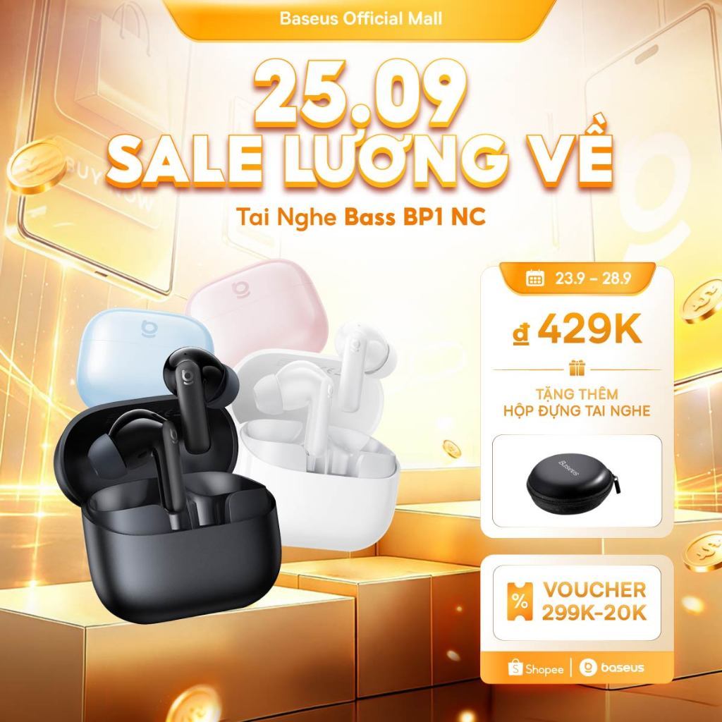 [Hàng mới về] Tai nghe chống ồn Baseus Bass BP1 NC Super Bass Bluetooth 6.0 41H Tuổi thọ pin dài