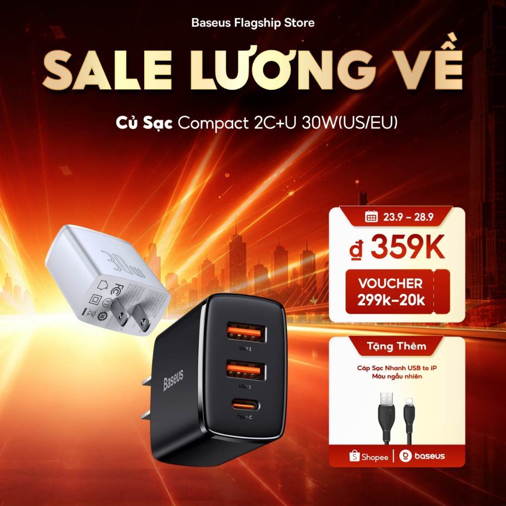 Baseus Bộ Sạc Nhanh 30w pd Cổng usb type c