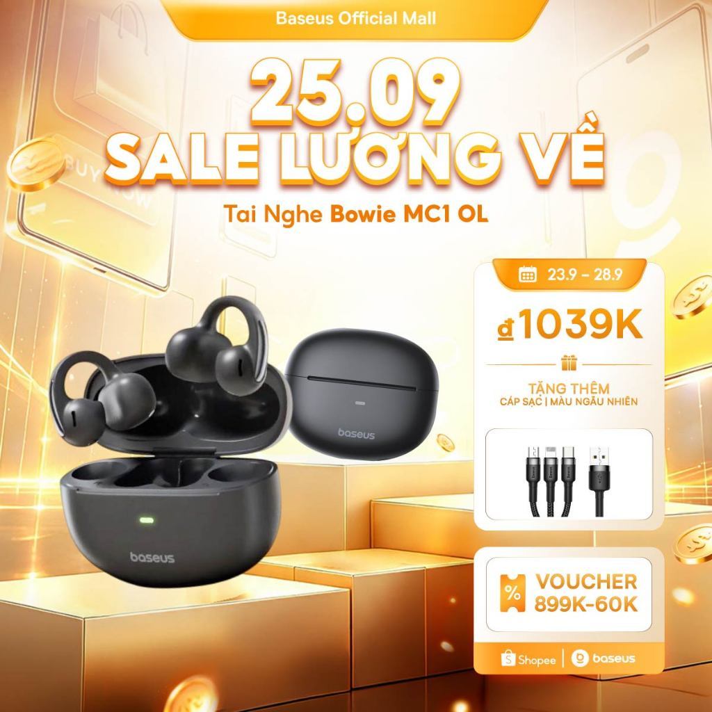 Tai Nghe Bowie MC1 OL Baseus Thuật Toán Tăng Cường Bass Bằng AI Thời Lượng Pin Lên Đến 40 Giờ Kháng Bụi Và Nước Chuẩn IP57