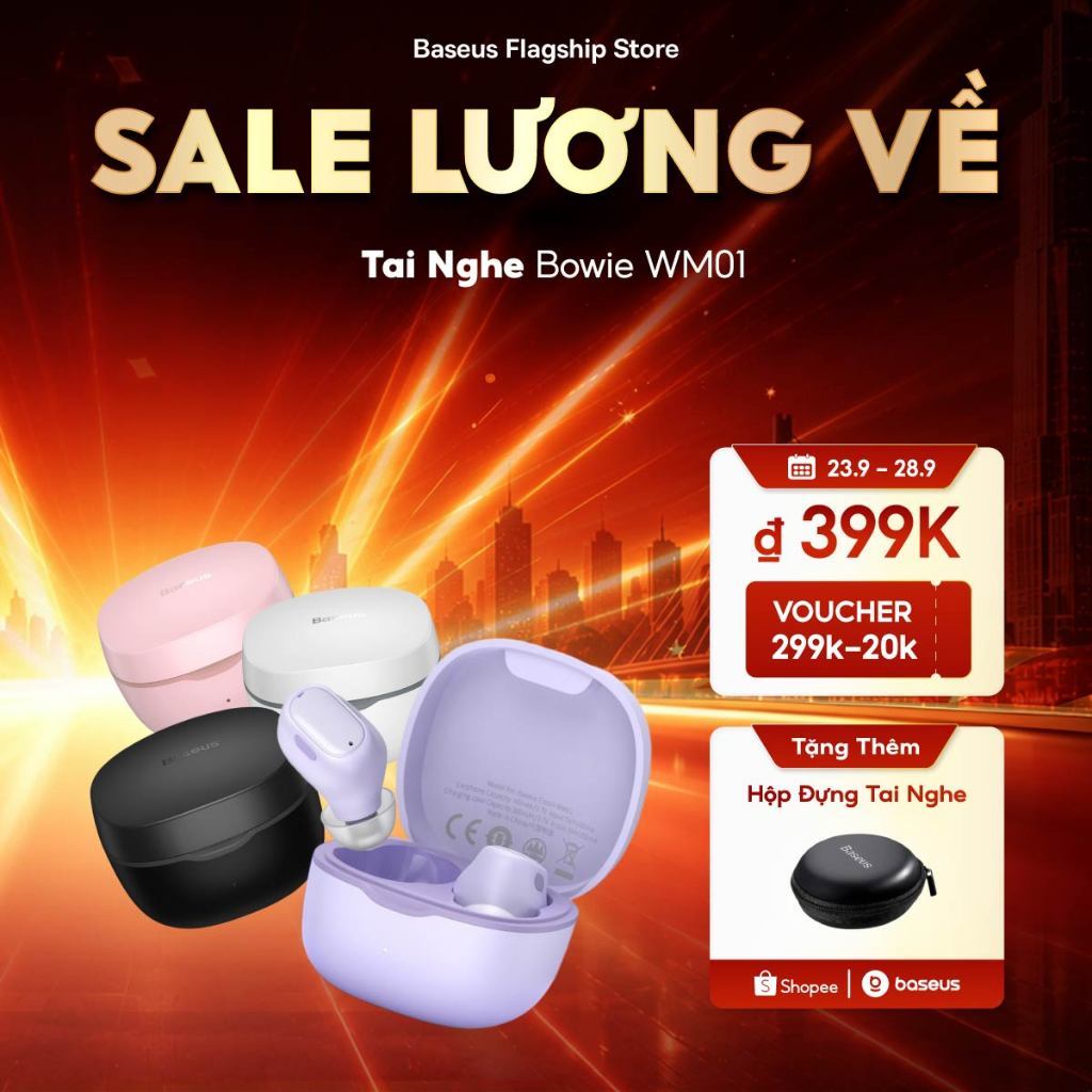 Baseus Tai Nghe bluetooth 5.3 Wm01 Tws Chống Ồn Và Phụ Kiện