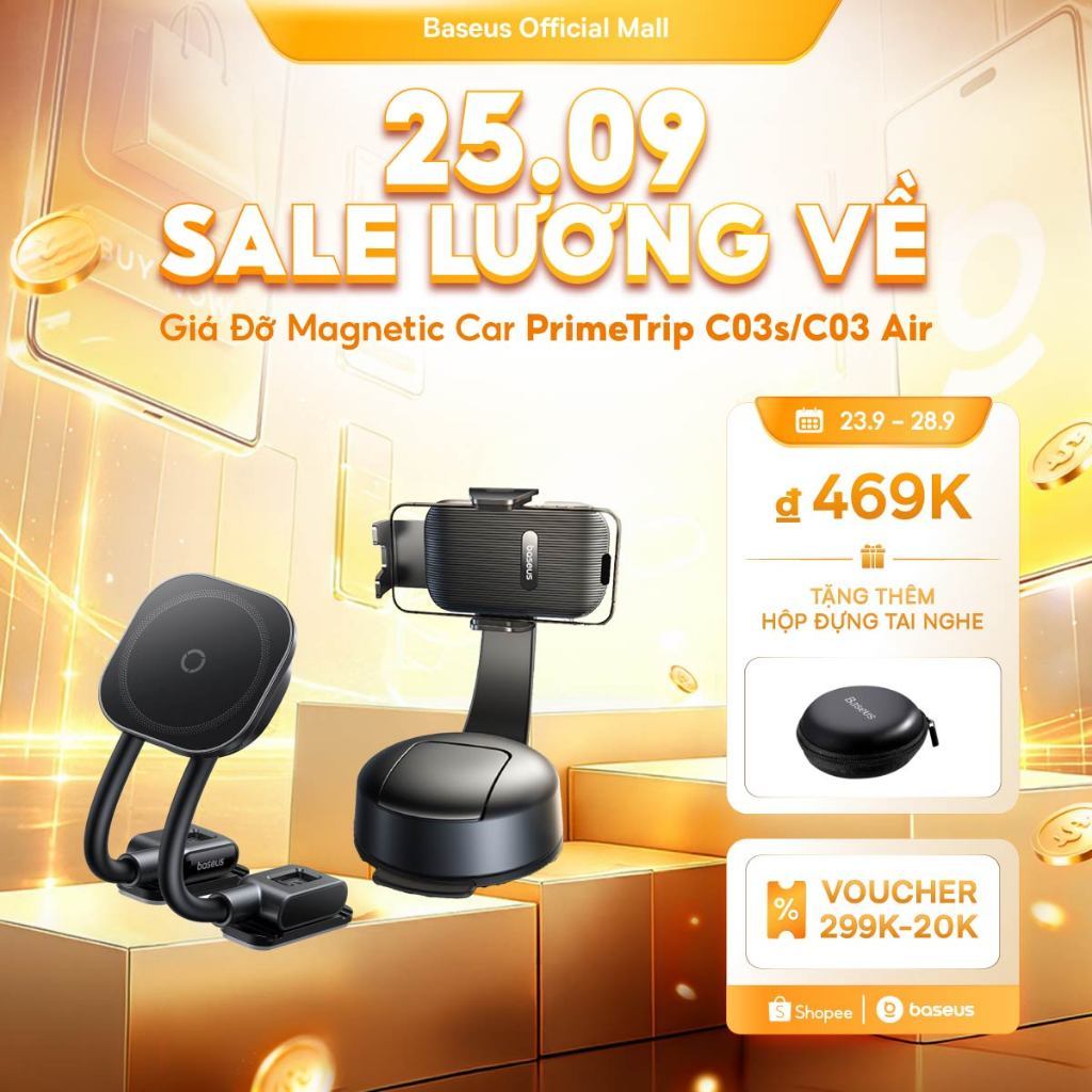Giá Đỡ Magnetic Car PrimeTrip C03s/C03 Baseus Lực Hút Từ Tính 20N Mạnh Mẽ, Giữ Chắc Ổn Định Thiết Kế Hai Tay Đòn Phù Hợp Nhiều Tình Huống