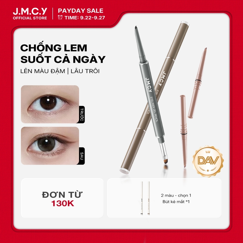 JMCY Bút kẻ mắt dạng gel +Cọ trang điểm mắt chống thấm nước +Bao gồm lõi thay thế- lâu trôi và không lem tạo nên lớp trang điểm căng bóng và rạng rỡ hai đầu lâu trôi chống thấm nước và chính xác