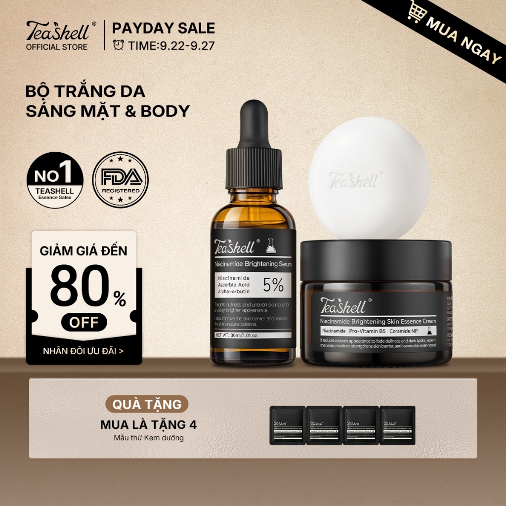 Teashell Kem làm sáng da vỏ trà Niacinamide 3 × - Rescue Dell Skin 50ML