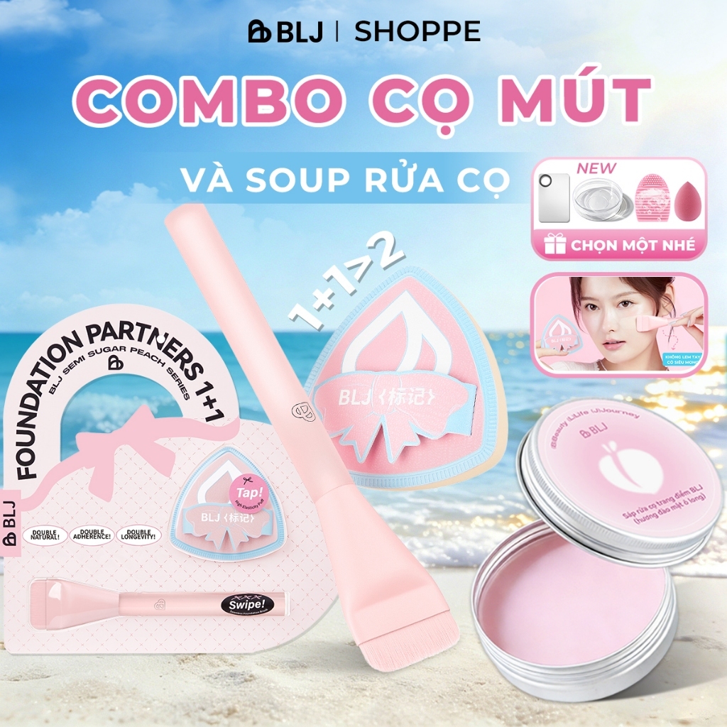 BLJ Combo Cọ Mút Tán Kem Nền Cọ Trang Điểm Cá Nhân Và Soap Rửa Cọ