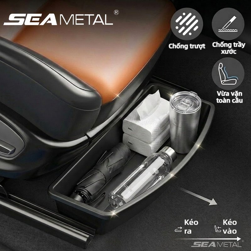 SEAMETAL Khay Đựng Đồ Gầm Ghế Ô Tô Hộp Để Đồ Dưới Ghế ABS, Chống Trượt, Không Mùi, Dễ Lắp Đặt