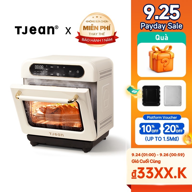 TJean lò nướng hơi nước không dầu 12L steam oven lò nướng Nồi Hấp Điện đa chế độ nấu cài sẵn(12 tháng)