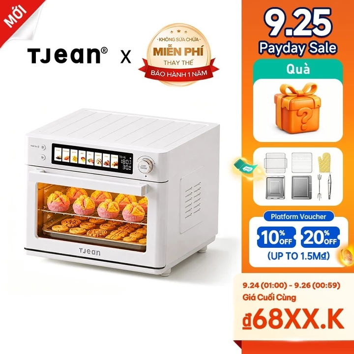TJean Lò nướng hơi nước UBaker S1 22L - Kiểm soát nhiệt độ chính xác – Làm bánh dễ dàng hơn(12 tháng)