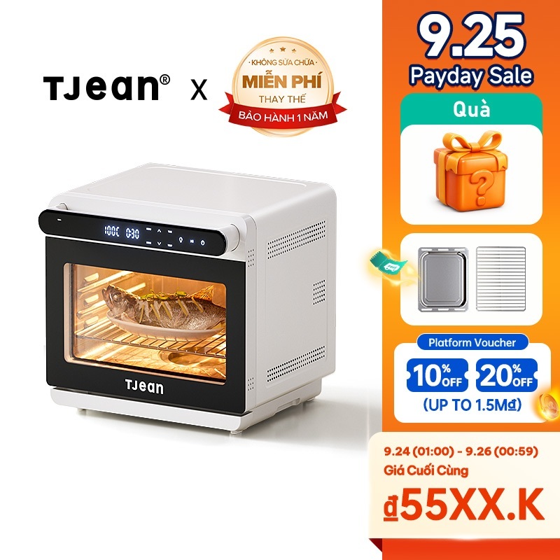 TJean Lò nướng hơi nước không dầu 24L,dung lượng lớn,đa chức năng Nồi Hấp Điện(12 tháng)