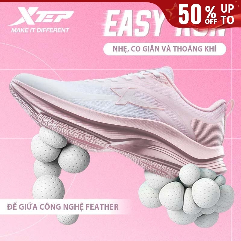 【XTEP】Easy run | Giày chạy Xtep mùa hè Macaron 6.0 cho nữ, giày chạy bộ lưới thoáng khí, giày thể thao nhẹ giảm chấn cho chạy 5KM+