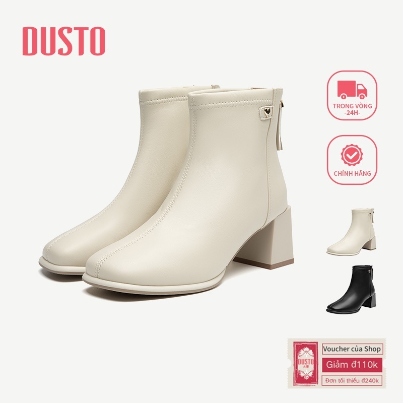 Giày bốt nữ DUSTO Giày bốt ngắn mũi vuông thiết kế dây kéo DWD301116A