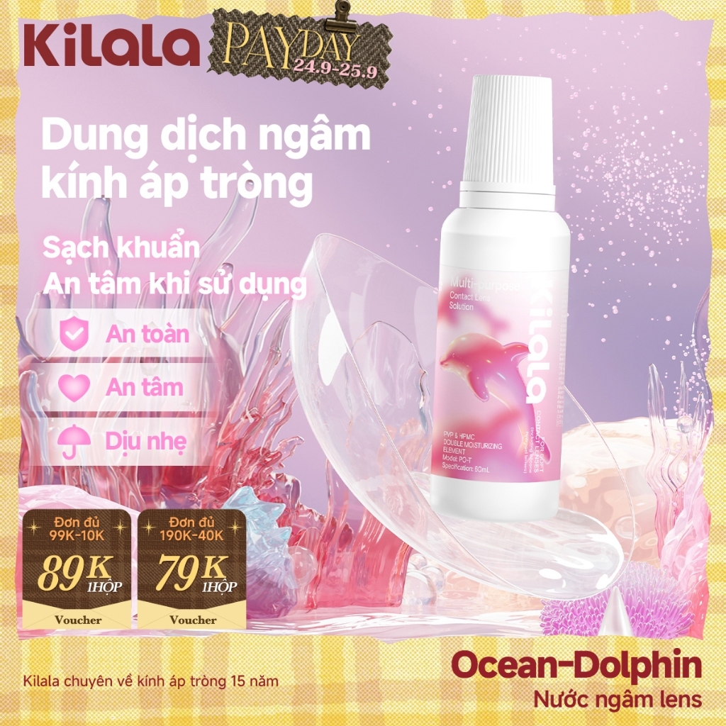 Nước ngâm lens cao cấp Kilala Little  Droplets 60ml/360ml- Dành cho mắt nhạy cảm