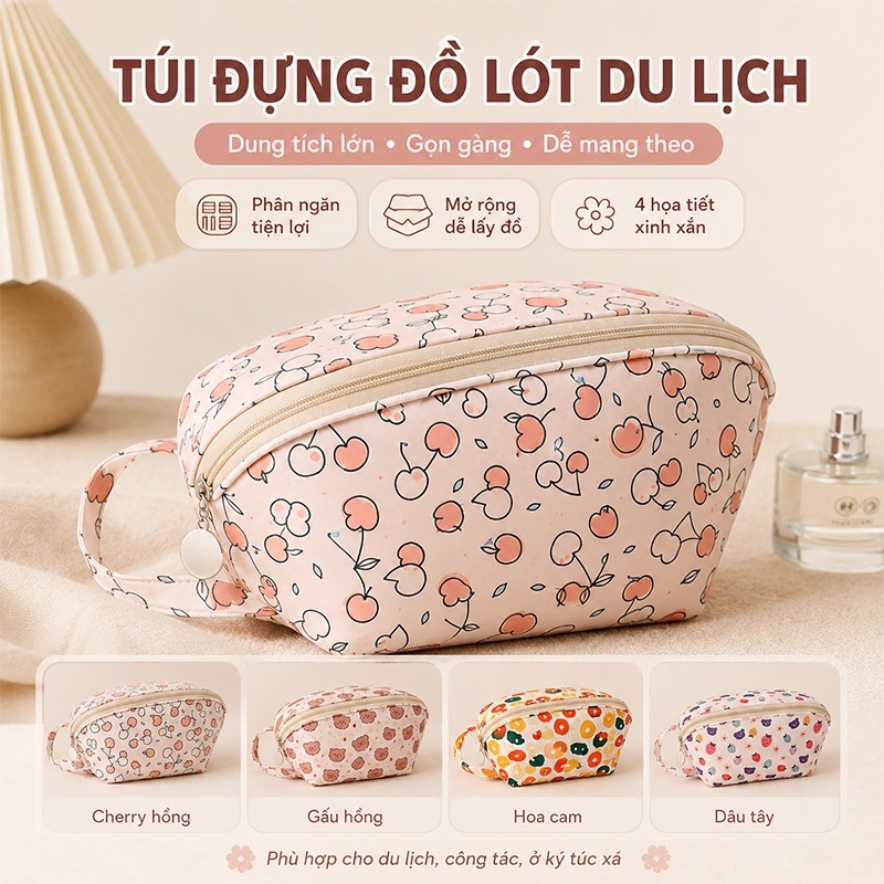⭐Địa phương gửi hàng⭐Túi Đựng Đồ Lót / Vớ Cỡ Lớn In Họa Tiết Hoạt Hình Dễ Thương Tiện Dụng Mang Theo Du Lịch