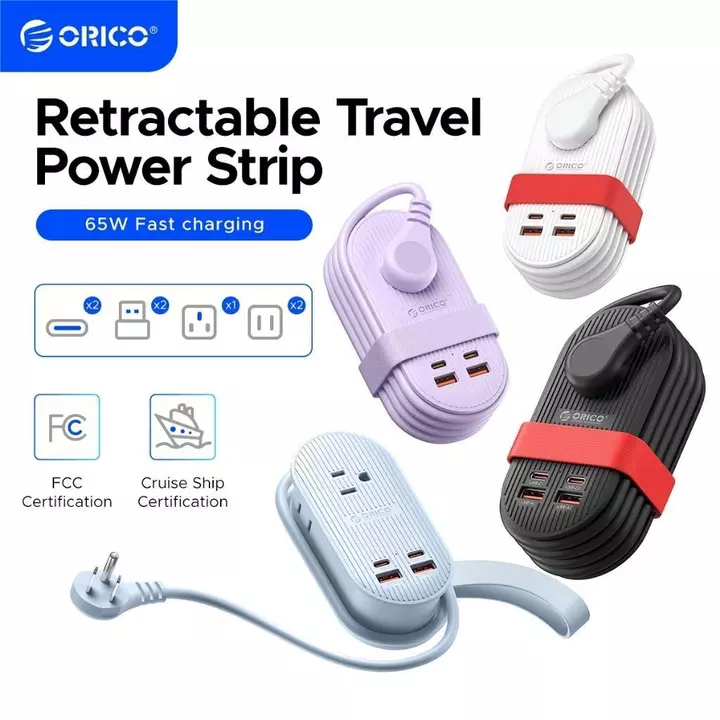Dải nguồn du lịch ORICO với 2 cổng USB Ổ cắm phẳng Không bảo vệ chống sét cho tàu du lịch (TK)