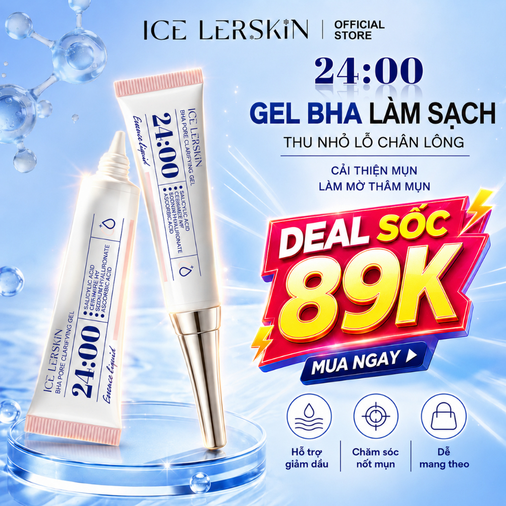 ICE LERSKIN Gel BHA 15ML Salicylic Acid, Làm Sạch Lỗ Chân Lông, Chăm Sóc Da Dễ Nổi Mụn