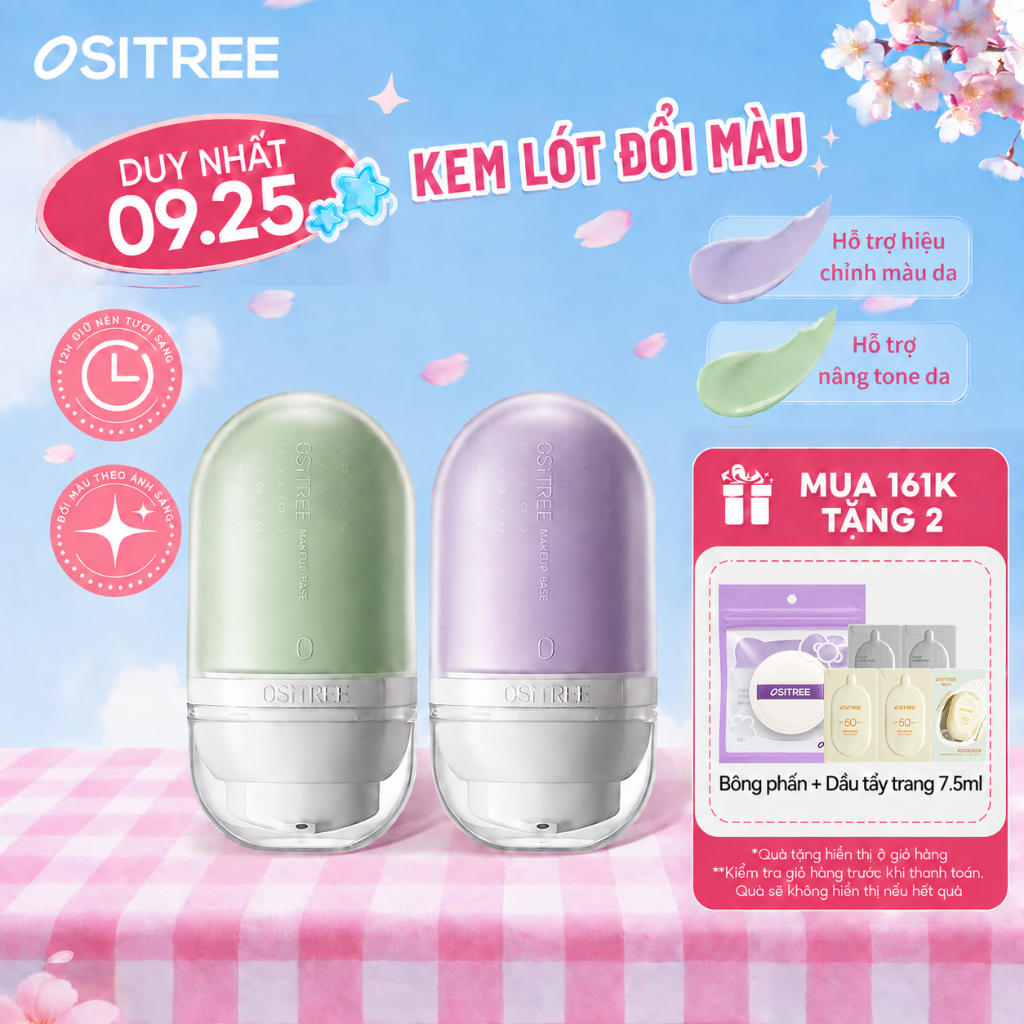Ositree Kem lót mặt trang điểm Kem lót cách ly Kem dưỡng ẩm Hydrating Brightening  Tone-up25g