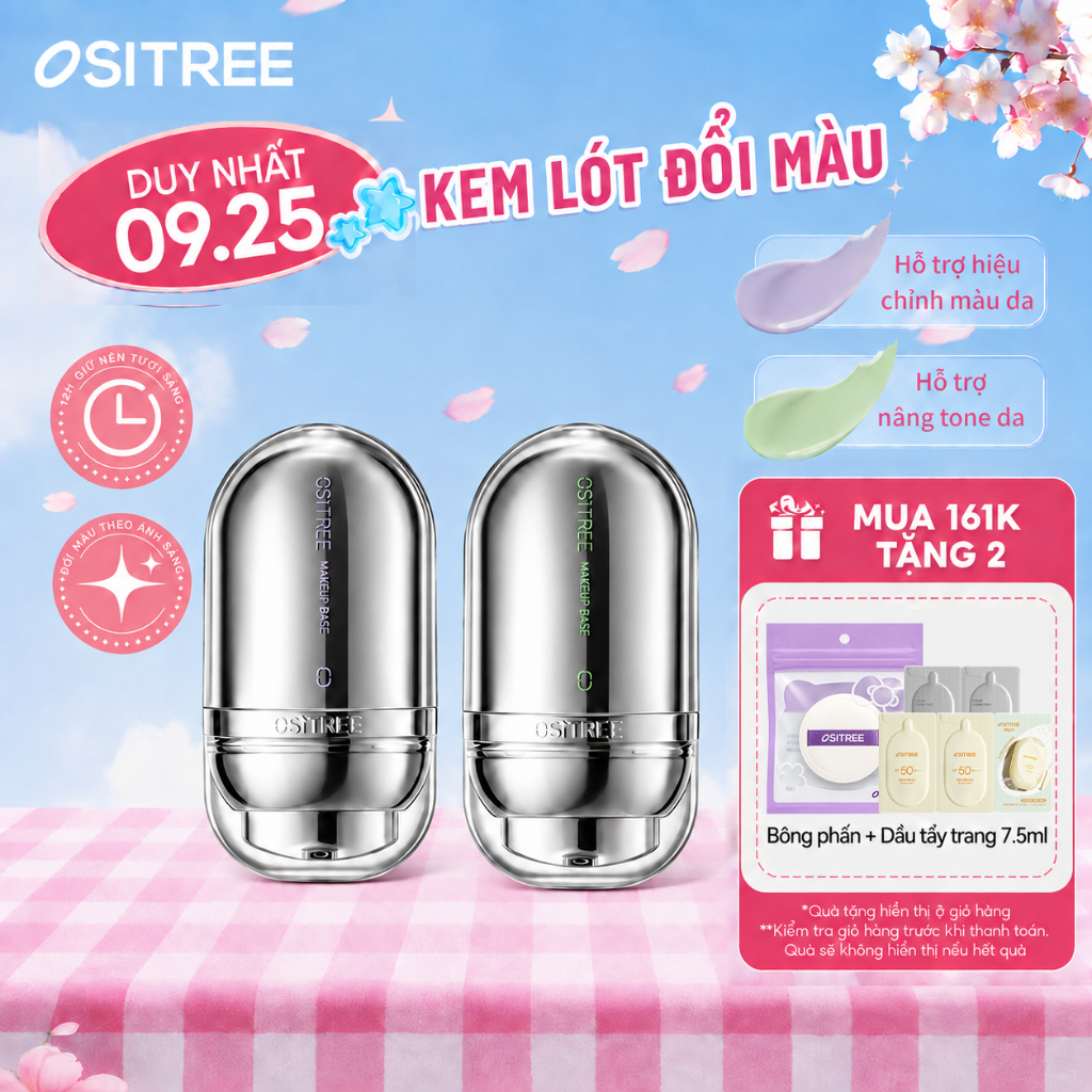 Ositree Kem lót 2.0 nâng tone tự nhiên đều màu da kiềm dầu lâu trôi kem lót phù hợp da nhạy cảm 25g