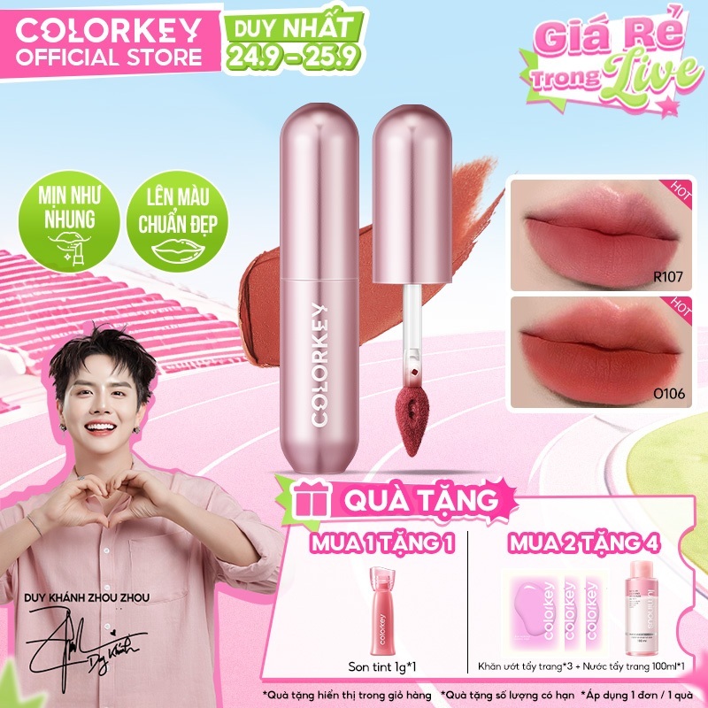 [MUA 1 TẶNG 1] Son Bùn Lì Mịn Dễ Tán COLORKEY, Không Khô Môi, Che Phũ Rảnh Môi 2g