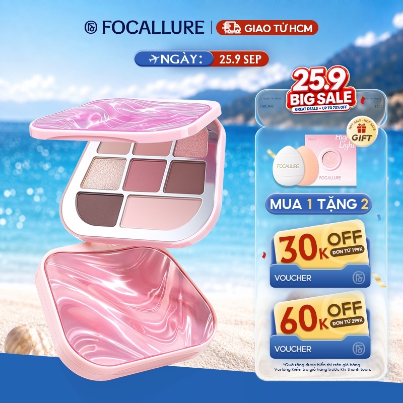 Bảng phấn mắt FOCALLURE 9.6g sắc tố cao dưỡng ẩm không nhòe lâu trôi chống nước