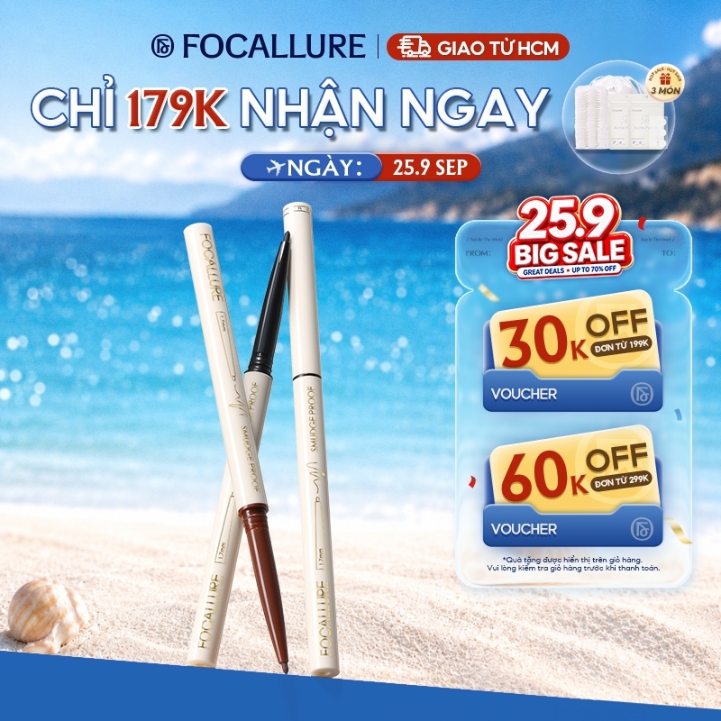 Bút chì kẻ mắt FOCALLURE đầu mảnh 1.7mm chống thấm nước lâu trôi 0.1g
