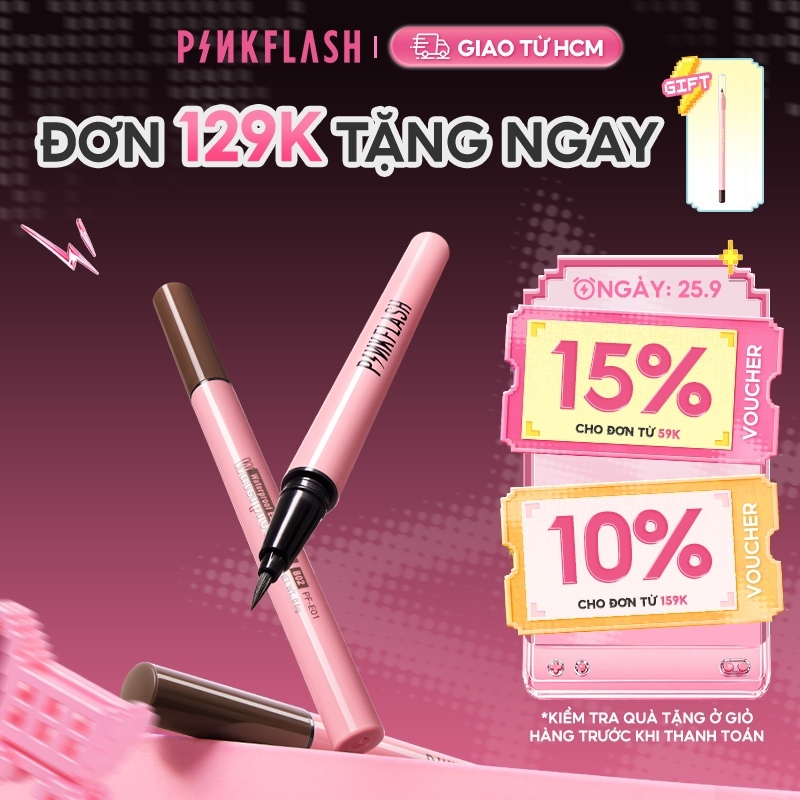 Bút kẻ mắt Pinkflash dạng lỏng nhanh khô màu đen màu nâu chất lì chống nước lâu trôi 30g