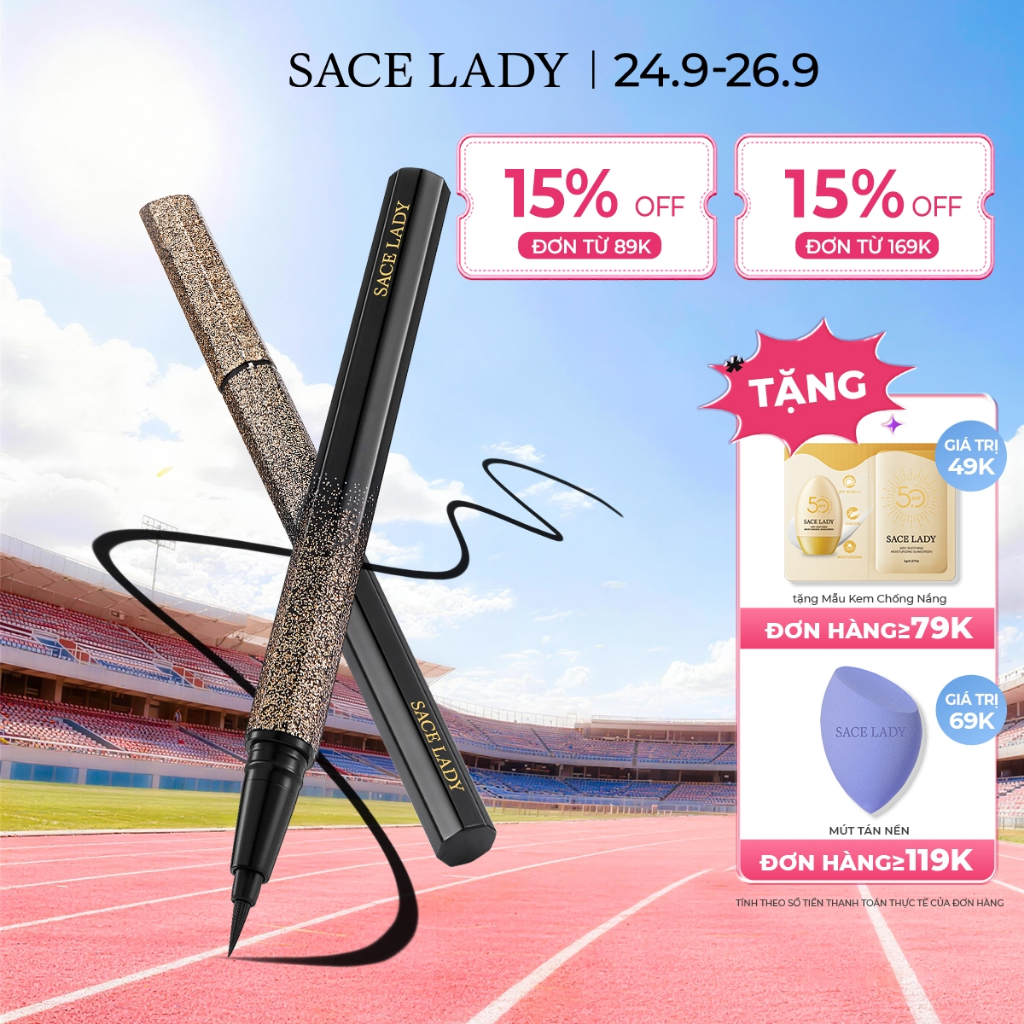 Bút Kẻ Mắt SACE LADY Dạng Lỏng Lâu Trôi Không Thấm Nước Nhanh khô Trang Diểm Mắt 0.7g