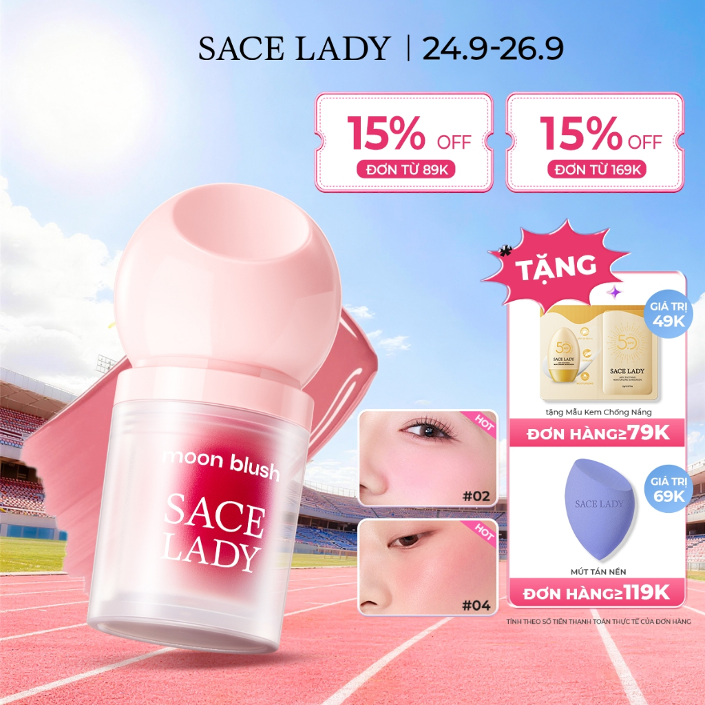 kem má hồng lười SACE LADY, lâu trôi, không thấm nước, dễ áp dụng, đa năng để trang điểm mặt 3.8g