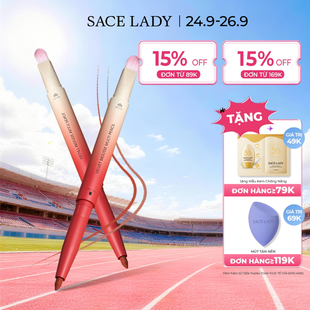 Chì Kẻ Viền Môi SACE LADY Bút kẻ môi Sắc Tố Cao Kết cấu mịn màng Trang Điểm Cho Nữ