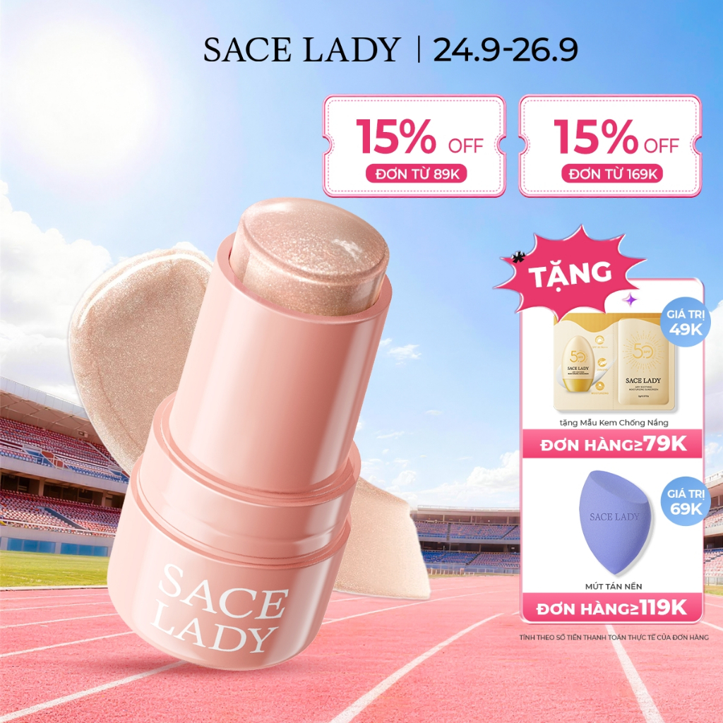 Phấn Bắt Sáng Highlight SACE LADY Dạng Thỏi  Nước Rạng Rỡ Lâu Trôi Phát Sáng Kết Cấu Thạch độc đáo