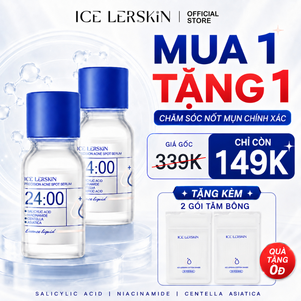 ICE LERSKIN Combo Serum Chăm Sóc Nốt Mụn 10ml | Salicylic Acid | Kiểm Soát Dầu, Chăm Sóc Lỗ Chân Lông