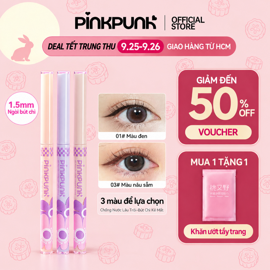 Chì kẻ mắt PinkPunk 1.5mm mướt mịn chống nước, không lem không trôi suốt ngày dài 0.2g