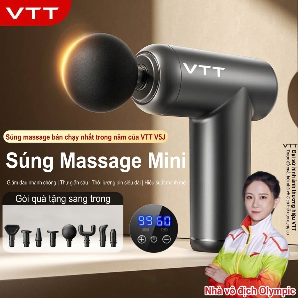 Máy Massage VTT Cầm Tay 99 Tốc Độ + 8 Đầu 12KG 19800 Vòng Phá Cơ Chuyên Dụng Lưng/Cổ/Chân