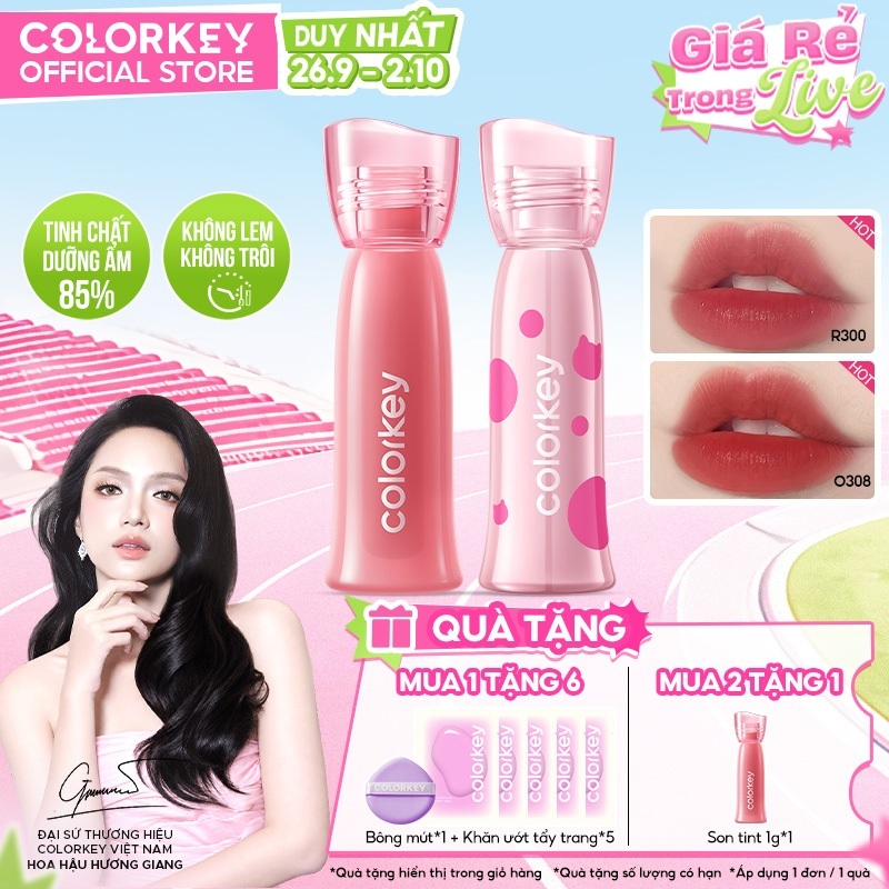 [MUA 2 TẶNG 1] Son Tint Lì COLORKEY Watery Tint, Bền Màu Lâu Trôi, Dưỡng Ẩm Không Dính 2.5g