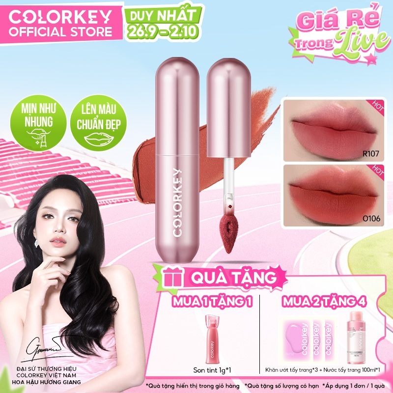 [MUA 1 TẶNG 1] Son Bùn Lì Mịn Dễ Tán COLORKEY, Không Khô Môi, Che Phũ Rảnh Môi 2g