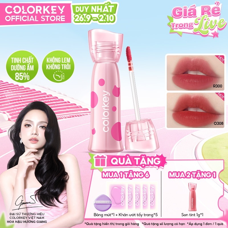 [COLORKEY X Pokky Mao] Son Tint COLORKEY Pokky Mao Mịn Lì Lâu Trôi, Dưỡng Ẩm, Bao Bì Trendy 2.5g